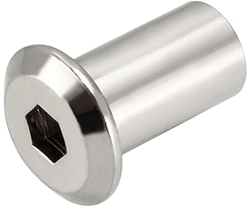 M6x12 Tuercas cilíndricas, cabeza hueca, tuercas hexagonales de cabeza plana Allen hexagonales de inserción para muebles, tuerca manga de llave Alan galvanizados para pernos de 6mm (50 pack)
