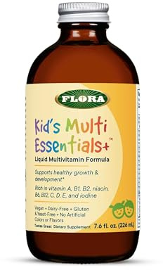 Flora - Kids Multi Essentials+, Liquid Multivitamin Formula, 13 Essential Vitamins & Minerals, 7.6 Fl Oz