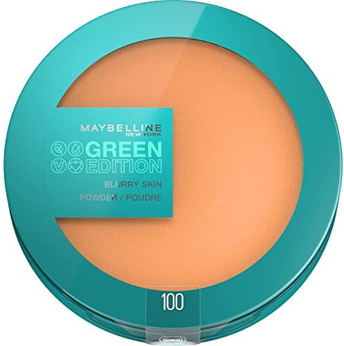 Maybelline New York - Poudre de Teint Matifiante - Enrichie en Beurre de Mangue Fouetté - 97% d'Ingrédients d'Origine Naturelle - Blurry Skin Green Edition - Teinte : 100 - Contenance : 9g