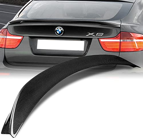 Q1-Tech, Carbon Fiber Lift Gate Trunk Spoiler Wing Compatible with 2008-2014 BMW (E71) X6 Model, Rear Trunk Lip Spoiler, P2-Style, 2009 2010 2011 2012 2013