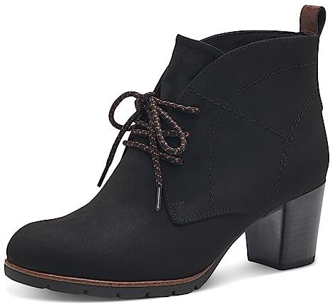 MARCO TOZZI Stivaletti Donna con Lacci Eleganti con Tacco a Blocco, Black Comb, 38 EU