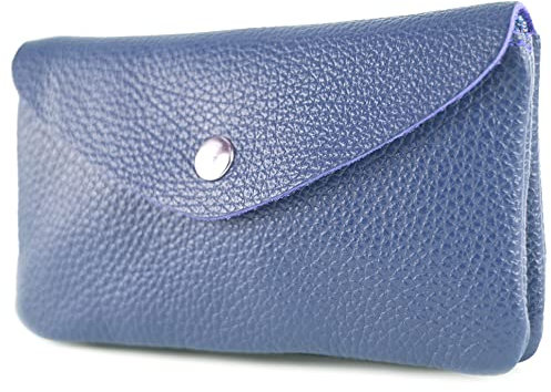 modamoda de P11 Damen Leder Geldbörse Portemonnaie Medium Handmade in Italy, Farbe:Signalblau