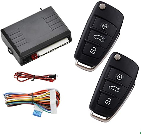 Riloer Kit de système d'entrée sans clé avec 2 télécommandes, kit de verrouillage centralisé du véhicule pour verrouiller et déverrouiller à distance la fenêtre électrique de la voiture, CSD405-T321