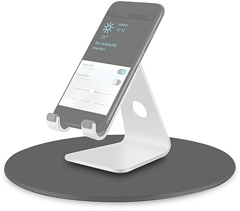 Wifehelper Rotation à 360 Degrés Moniteur Base Pivotante Écran D'ordinateur Support de Moniteur Plateau Tournant à écran Plat Base Pivotante Rotative Gris Mat Support en Alliage D'aluminium