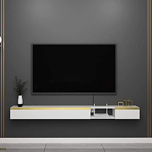 JUNNIU Tv Cabinet, Tv Lowboard, Floating Shelves, Floating Tv Console, Wall-Mounted Tv Cabinet/Hanging Rack/Set-Top Box, Wall Mounted Media Console, for Home and Office. Decoration