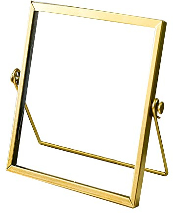 Glas Metall Bilderrahmen 22.5cmx17.5cm,Fotorahmen aus Metall Gold, Bilderrahmen Retro Vintage Schwebender Bilderrahmen Geometrischer Bilderrahmen Für Fotos,Karten,Poster,Zertifikate,Desktop-Dekoration