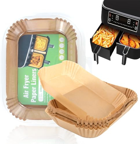 LIUCONGBD 200 Stück Backpapier für Heißluftfritteuse, 26 x 17.5cm Rechteckige Airfryer Zubehör Liners kompatibel mit Ninja AF300EU AF400EU, Princess und Anderen Dual Zone Air Fryer