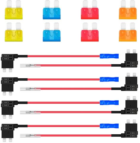 ALFFREUDE 8 Pezzi Standard Rubacorrente Fusibile a Lama 12V Piccolo Dimensioni Fusibili Tap Auto Add A Circuit Rubacorrente per Auto Camion Barche 5A 10A 15A 20A