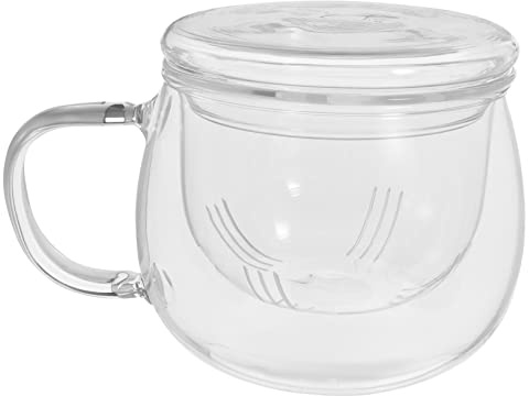LABRIMP Taza de Té de Vidrio Borosilicato 350 Ml Filtro y Tapa, Transparente, Resistente al Calor, para Infusiones de Té Suelto, Uso Doméstico y Oficina, Taza Multifunción