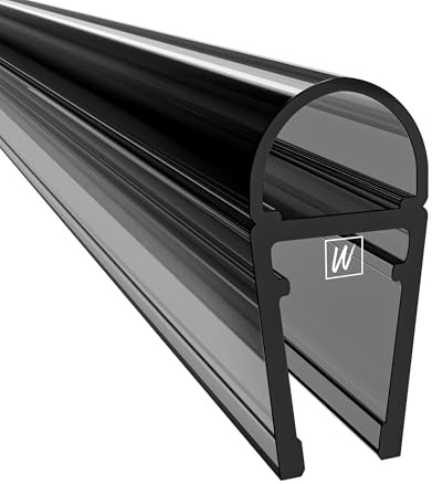 WAKA PRO-B Joint de porte de douche et lèvre de douche de qualité supérieure – Noir transparent, 6-8 mm de long, 1000 mm