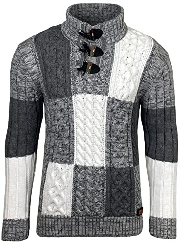 Subliminal Mode - Jersey de cuello alto para hombre, Jersey de punto grueso para el invierno BX51112, gris, M