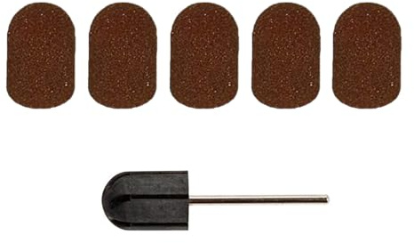 Set mit 1 Kappenträger und 5 Schleifkappen, 16 mm Gummiträger für Kappenschleifer – ideal für Fuß- und Nagelpflege.