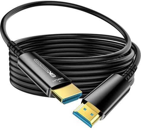DGHUMEN Câble HDMI extra long en fibre optique de 30 m, câble HDMI 2.1 fin 8K 48 Gbit/s ultra haute vitesse, 8K @ 60 Hz 4K @ 120 Hz, HDR dynamique, eARC, HDCP 2.2 et 2.3, 3D, compatible avec