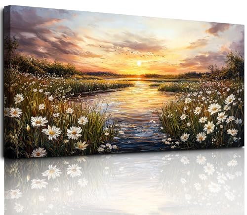 MHARTK66 Modern ästhetische Bilder Wohnzimmer Blumen Gemälde 60x120 cm | hd-druck mit klaren details, leichtes aufhängen, schnelle montage, flexibel einsetzbar und ideal als passende geschenkidee