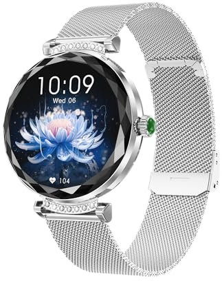 LONGLU Orologio intelligente da donna con chiamata Bluetooth, smartwatch da donna per iPhone e telefoni Android, multi-sport, fitness tracker con risposta/effettuare chiamate impermeabili (argento)