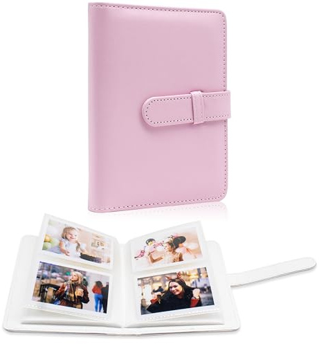 64 Taschen Fotoalbum Buch für 2x3 Inch Film - Mini kleine Alben für Fujifilm Instax Mini Sofortbildkamera, für Polaroid Hi-Print Bilder, Kpop Fotokartenhalter Binder (Pink)