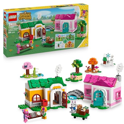 LEGO Animal Crossing Case Creative: le Quattro Stagioni - Giocattolo 2 in 1 con 2 Modelli di Case e le Minifigure di Toppetta, Fuxia e Zanna - Regalo per Gamer, Bambine e Bambini da 7 Anni - 77057