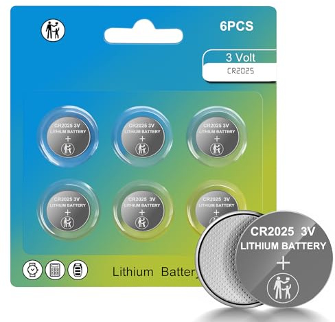 CR2025 Lot de 6 piles bouton au lithium 3 V pour télécommande de voiture/porte-clés/moniteur de glucose/bougies/montres/balances/sonnette/capteurs intelligents/remplacement de batterie 3 V 2025