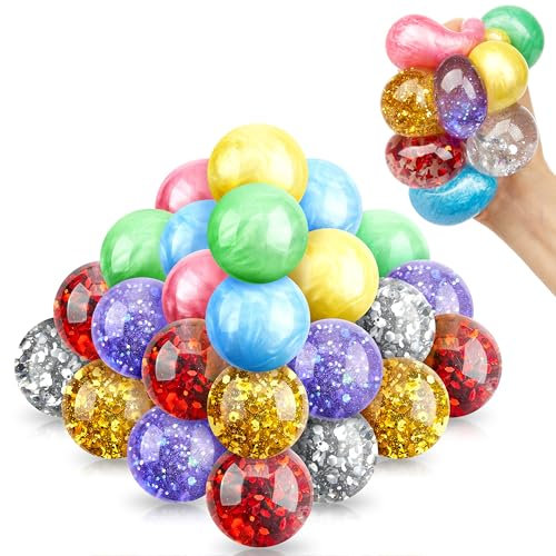 JOYIN 24 Stück Stressball Antistressball Kinder, Antistressball Erwachsene, Anti Stress Bälle für Hände Therapie, Antistress Spielzeug für Kinder