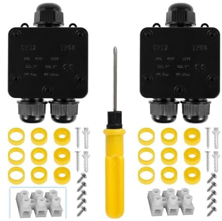 Waterproof Junction Box, 3-Way Y-Type PA9 Outdoor Electrical Junction Box, Electrical Enclosure, Gland External Cable Connector Wire Connector for Ø 5mm -15mm Diameter Cable - Black
