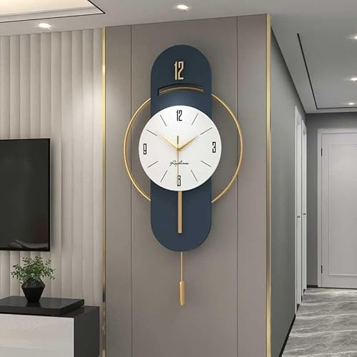 Large Wall Clock, Modern Pendulum Design, Silent Battery Operated Quartz Clock, Ideal for Home or Office Decor, Stylish and Functional Timepiece for Any Space