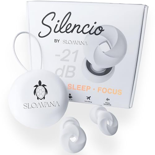 SLOAVANA Bouchon oreille pour dormir | Anti ronflement | Bouchon oreille réutilisable | Bouchon oreille avion & concert | 4 tailles confort | Design premium élégant - 21 dB