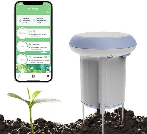 Misuratore di umidità del suolo WiFi: igrometro per piante, sensore intelligente con controllo app, tester con rilevamento della temperatura per giardino, fattoria, prato