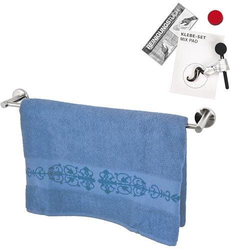 bremermann Bad-Serie Piazza - Badetuchstange extra lang - 68 cm inkl. Klebeset, Handtuchstange ideal einsetzbar für Bad und Dusche, passend für Badetücher und Handtücher, aus Edelstahl matt