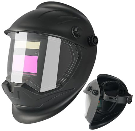Solar Powered Welder Helmet - Auto Darkening Welding Helmets | Weldinng Mask, Solars Lens | Anti-Glare Wide Shade Adjustable Face Protector Headgear For Metal Fabrication Construction