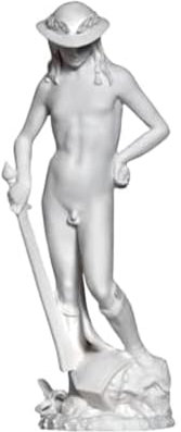 David by Donatello Statue Weißer Alabaster, Renaissance-Skulptur, italienische Kunst, Meisterwerk, 30 cm