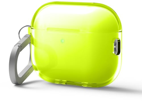 elago Transparente Hülle für AirPods Pro 3 | kabelloses Laden, Karabiner inklusive, transparentes Design, stoßfest (Neon Gelb)