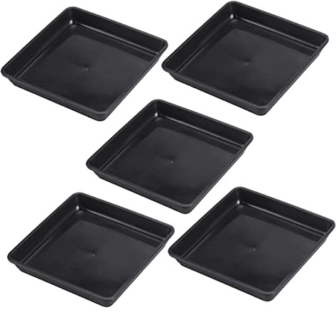 Toddmomy Bandeja para Macetas Cuadrada 15x15 Cm, 5 Piezas Plástico PP Negro, Palet Porta Flores Resistente para Interior y Exterior, Bandeja Inferior del Contenedor para Riego y Limpieza Fácil