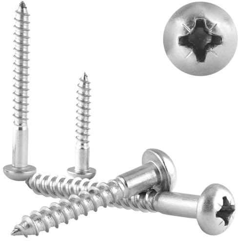 25 Stück Halbrundholzschrauben mit Kreuzschlitz 4,5x35 mm Holzschrauben Kreuzschlitzschrauben DIN 7996 Edelstahl A2 WIBTEC®
