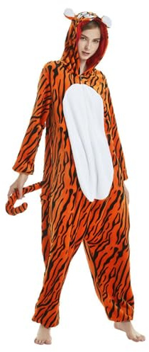 Pijama de franela para adultos, con estampado de tigre, Navidad, Halloween, cosplay, disfraz de juego de rol, mono, mono, ropa de salón, pareja