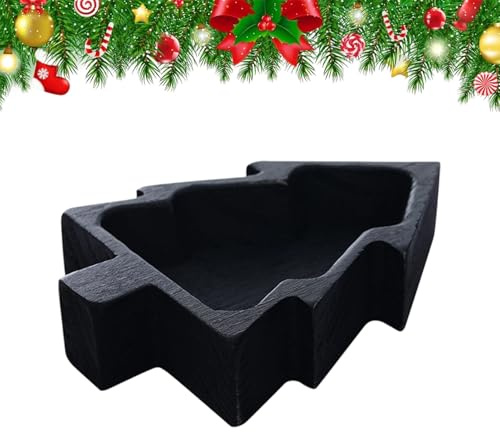 Vela de cuenco de madera, bandeja de servir para decoraciones de Navidad, cuencos velas, forma de árbol, bandeja decorativa, para caramelos, embutidos, sushi, centros de mesa, campaña, oficina
