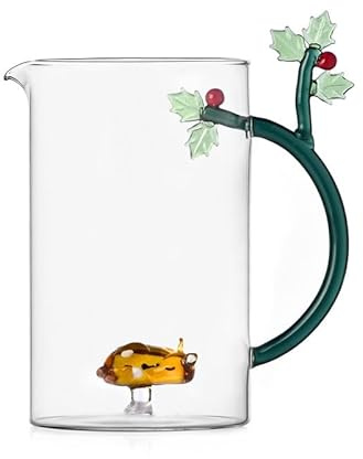 Ichendorf Milano Cruche houx et fachette, collection Woodland Tales, 150 cl, verre borosilicate, fait main
