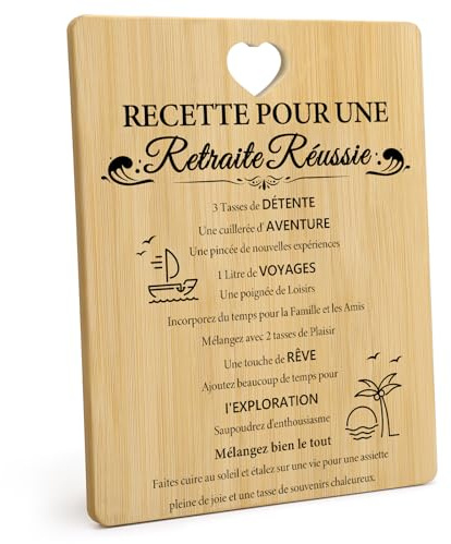Cadeau Retraite Femme Homme Planche À Découper Épaisse en Bois de Bambou | Cadeau Depart Retraite Planche A Decouper Papa Cadeau Départ Retraite Maitresse Cadeau Retraite Femme Original