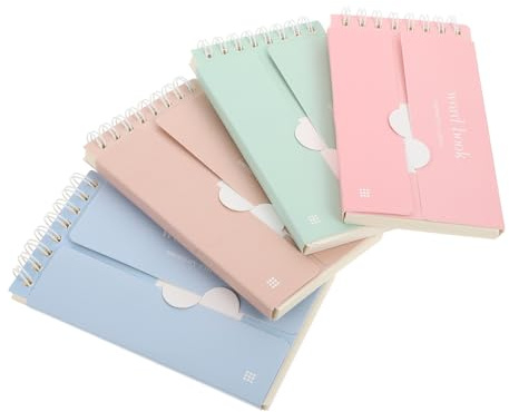 Générique Lot de 4 Blocs-notes Portables à Anneaux Format Compact Papier Couleurs Douces Assorties Cahier de Vocabulaire Portable pour Mémos et Prise de Notes Couleur