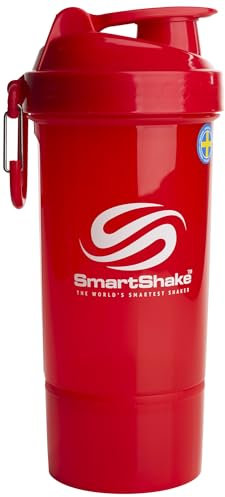 Smartshake O2GO ONE Plastic Protein Shaker Bottle 800 ml | 27 oz - Leakproof Screw-on Lid - BPA Free - Unisex - Red