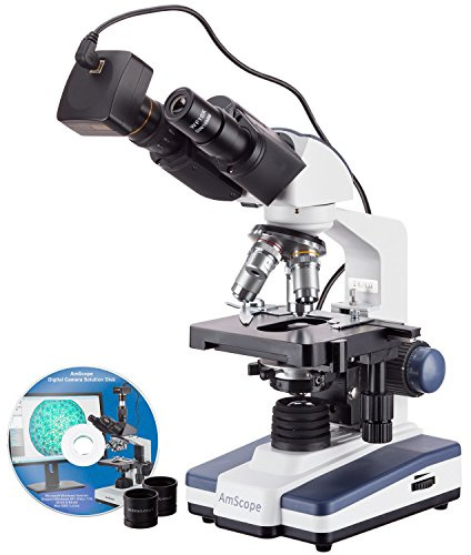 AmScope 40X-2500X LED Lab Binocular Compound Microscope with 3D-Stage with 10MP Camera
