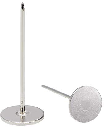 sourcing map 50 Stück Polsternägel, flacher Kopf Reißzwecken 18mm x 50mm Flachkopfnägeln Pins Silber Farbton