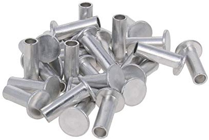 MroMax Lot de 50 rivets semi-tubulaires argentés à tête plate de 6 mm de diamètre et 18 mm de long