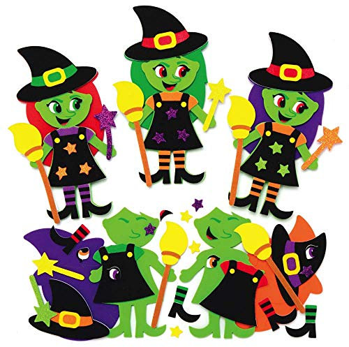 Baker Ross AX219 Kits Imanes Combinables Brujas De Halloween - Paquete De 8, Artes Y Manualidades Para Niños