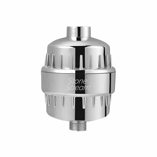 Shower Filter for Hard Water- Original StoneStream® - Water Softner Shower head filter with Vitamin C and Activated Charcoal to remove Chlorine, Heavy metals and more- For Dry Skin and Hair