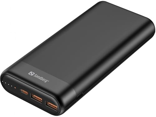 Sandberg Powerbank 20000 PD65W+2xQC3.0 Powerbank 20000, 420-62 (Powerbank 20000 PD65W+2xQC3.0, Black, Universal, Rectangle, Lithium-Ion (Li-Ion), 20000 mAh, USB)