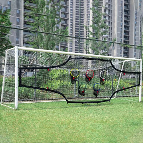 Coverify Fußballtor Torwand Netz, Kinder Fußballtor Torwand Netz mit 9 Schusslöchern, Kinder Fußball Schießübungen eingestellt, Fußballtor Trainer mit Torwand 3.6x1.8m (Fußball Tor Nicht enthalten)