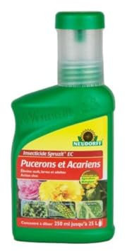 Neudorff Insecticide Spruzit EC Anti-Pucerons et Acariens - Insecticide jardin anti acarien et anti araignée, action sur œufs larves adultes, Concentré pour 250m², 250 ml
