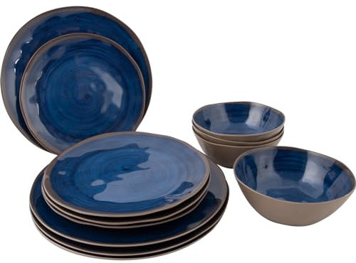 Bo-Camp Melamin Geschirr Set Halo Camping Essgeschirr Reise Picknick Teller blau