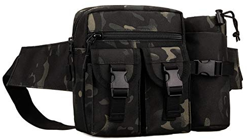 Sac de Ceinture Sac Banane Etanche Tactique Militaire avec Poche de Bouteille d'eau Homme Femme pour Courir Escalade de vélo