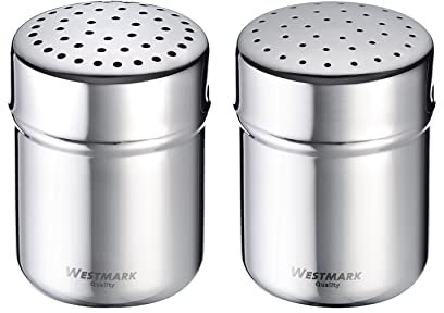 Westmark Juego de 2 tarros de especias gruesos y finos con tapa hermética. Volumen: 80 – 100 g. Plástico y acero inoxidable. Grueso, plateado/transparente.